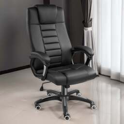 tectake Black Office Chair with Padded Armrests - Size: 50 x 49 x 52cm - Wilko - thumbnail 1