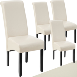 tectake Set of 4 Cream Faux Leather High Backrest Dining Chair - Wilko - thumbnail 3