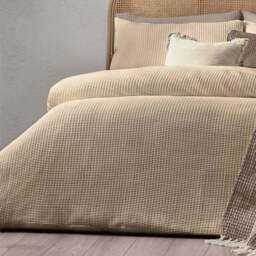 Yard Double Linen Chunky Waffle Duvet Set - Cream - Yard Living - Wilko - thumbnail 4