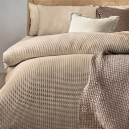 Yard Double Linen Chunky Waffle Duvet Set - Cream - Yard Living - Wilko - thumbnail 3