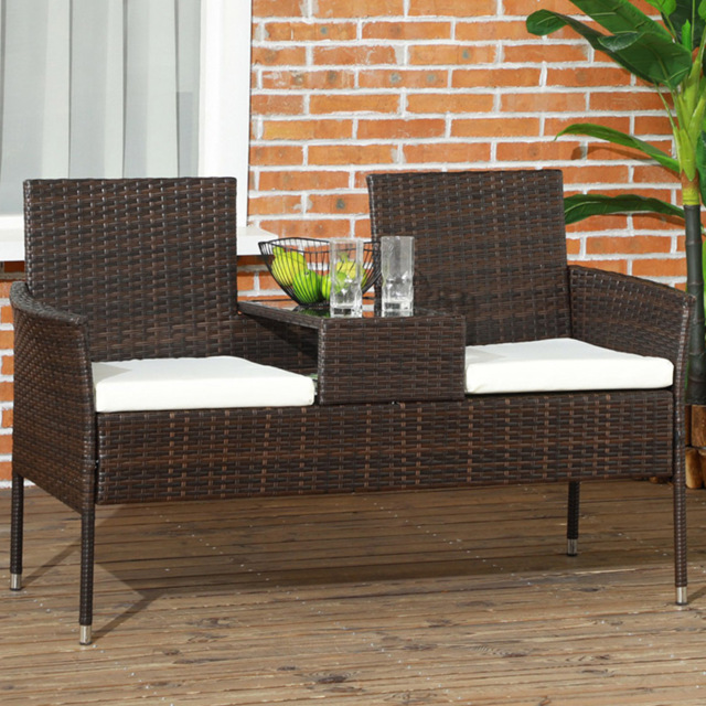 Outsunny 2 Seater Brown Rattan Companion Seat - Wilko - image 1