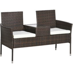 Outsunny 2 Seater Brown Rattan Companion Seat - Wilko - thumbnail 3