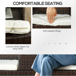 Outsunny 2 Seater Brown Rattan Companion Seat - Wilko - thumbnail 6