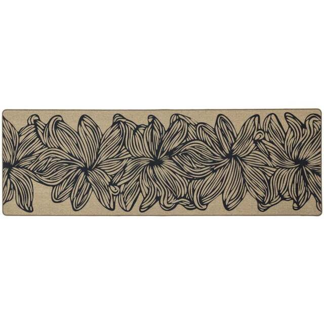 JVL Elegance Flowers Rubber Backed Door Runner 50 x 150cm - Size: 150 x 50 x 0.5cm - Black - Wilko - image 1
