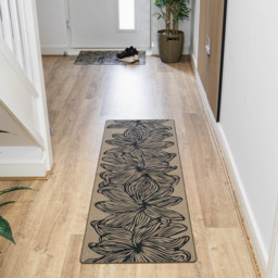 JVL Elegance Flowers Rubber Backed Door Runner 50 x 150cm - Size: 150 x 50 x 0.5cm - Black - Wilko - thumbnail 3