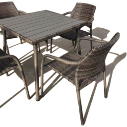 Furniture One 4 Seater Rattan Stackable Garden Dining Set - Brown - Wilko - thumbnail 4