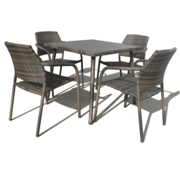 Furniture One 4 Seater Rattan Stackable Garden Dining Set - Brown - Wilko - thumbnail 3