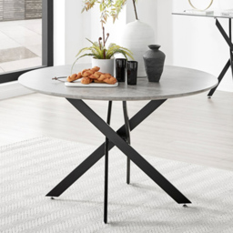 Furniturebox Arona Solara Concrete Effect 6 Seater Round Dining Set Grey and Black - Wilko - thumbnail 3