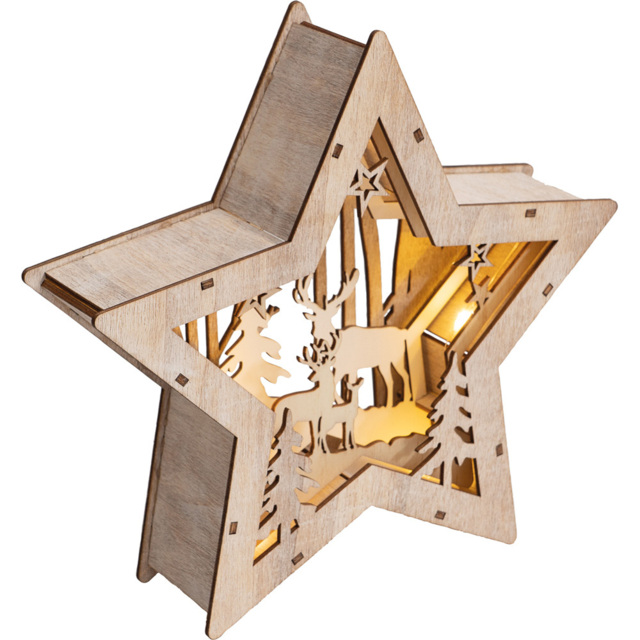 St Helens Festive Light Up Wooden Christmas Star Decoration - Size: 6 x 25 x 24cm - Wilko - image 1