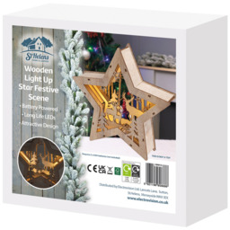 St Helens Festive Light Up Wooden Christmas Star Decoration - Size: 6 x 25 x 24cm - Wilko - thumbnail 5