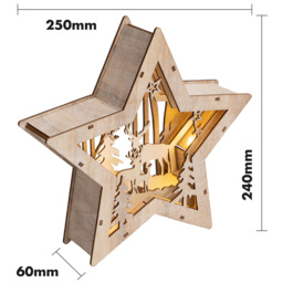 St Helens Festive Light Up Wooden Christmas Star Decoration - Size: 6 x 25 x 24cm - Wilko - thumbnail 6