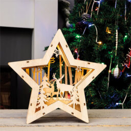 St Helens Festive Light Up Wooden Christmas Star Decoration - Size: 6 x 25 x 24cm - Wilko - thumbnail 3