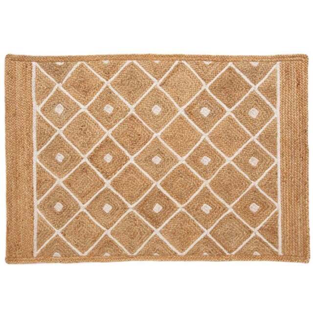 Prestbury Natural Diamond Braided Rug 120 x 170cm - Brown - Wilko - image 1