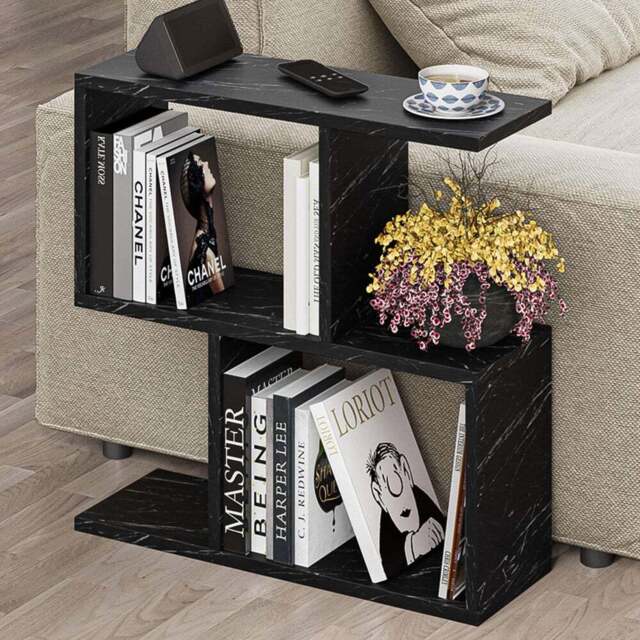 Decortie Homemania 4 Shelf Black Marble Effect Modern Side End Table - Size: 60 x 60 x 19.5cm - Wilko - image 1