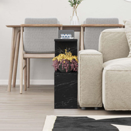 Decortie Homemania 4 Shelf Black Marble Effect Modern Side End Table - Size: 60 x 60 x 19.5cm - Wilko - thumbnail 5