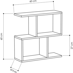 Decortie Homemania 4 Shelf Black Marble Effect Modern Side End Table - Size: 60 x 60 x 19.5cm - Wilko - thumbnail 7