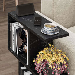Decortie Homemania 4 Shelf Black Marble Effect Modern Side End Table - Size: 60 x 60 x 19.5cm - Wilko - thumbnail 4