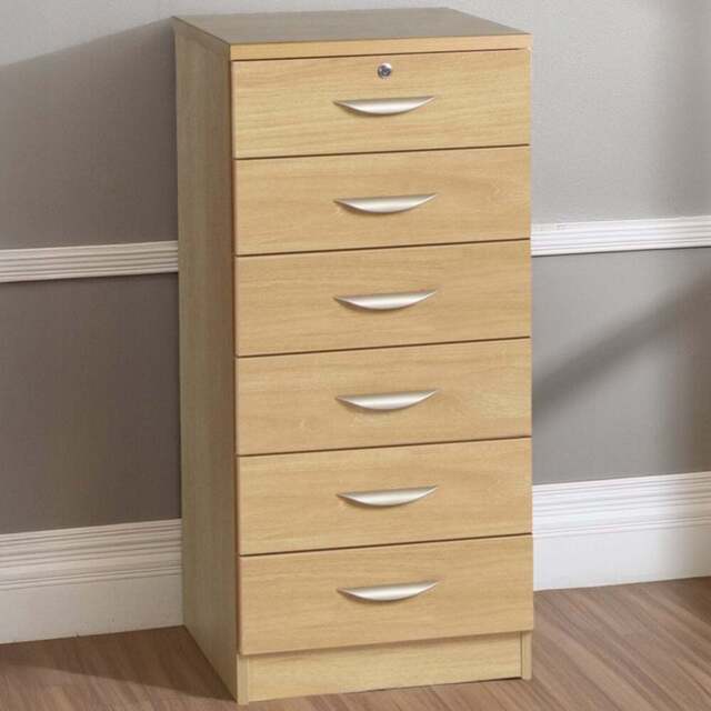 R White Cabinets 6 Drawer Brown Chest of Drawers - Wilko - image 1