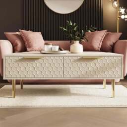 GFW Azariah 2 Drawer Ivory Coffee Table - Size: 36 x 92.3 x 48cm - Wilko
