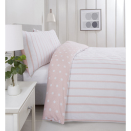 Rapport Home So Soft Spots and Stripes Single Blush Brushed Microfibre Duvet Set - Pink - Wilko - thumbnail 4