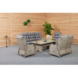 Cambridge 5 Piece Wicker Reclining Patio Sofa Set Natural and Grey - Size: 7 Seater - Malay Deluxe - Wilko - thumbnail 7