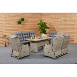 Cambridge 5 Piece Wicker Reclining Patio Sofa Set Natural and Grey - Size: 7 Seater - Malay Deluxe - Wilko - thumbnail 6