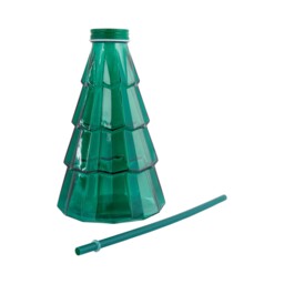 Xmas Tree Glass With Straw Green - Wilko - thumbnail 4