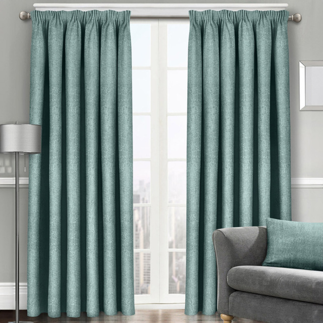 Velosso Westwood Duck Egg Tape Top Curtains 117 x 137cm - Size: W 117 x D 137cm - Blue - Wilko - image 1