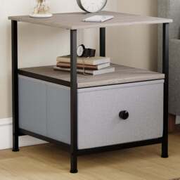 Vida Designs Chorley Single Drawer Single Shelf Beige and Grey Fabric Bedside Table - Brown - Wilko