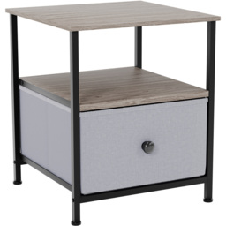 Vida Designs Chorley Single Drawer Single Shelf Beige and Grey Fabric Bedside Table - Brown - Wilko - thumbnail 3