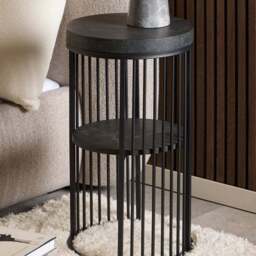 Florence Strington Single Shelf Matt Black Round Bedside Table - Size: 65 x 35 x 35cm - Multi - Furniture To Go - Wilko