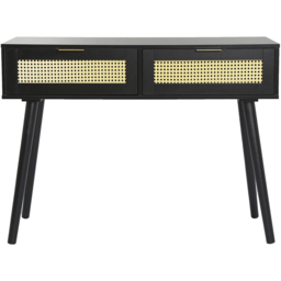 Craven 2 Drawer Black Console Table with Cane Front - Size: 80 x 95 x 35cm - Home Garden Direct - Wilko - thumbnail 3