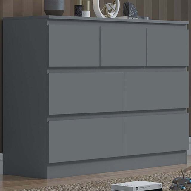 FWStyle Stora Merchant 7 Drawer Matt Grey Chest of Drawers - Wilko - image 1