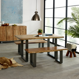 Brooklyn Barima 2 Seater Wooden Dining Bench - Brown - Wilko - thumbnail 5