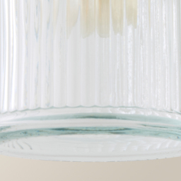 ValueLights Brushed Chrome Ribbed Pattern Glass Jar Pendant Shade - Size: 12 x 18 x 12cm - Silver - Wilko - thumbnail 4