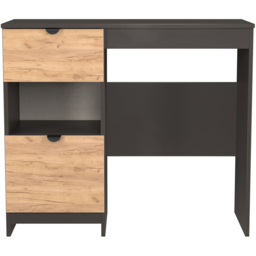 Crowndale Bora 2 Drawer Single Shelf Gold Oak and Graphite Vanity - Size: 39 x 95 x 80cm - Grey - Wilko - thumbnail 3