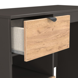 Crowndale Bora 2 Drawer Single Shelf Gold Oak and Graphite Vanity - Size: 39 x 95 x 80cm - Grey - Wilko - thumbnail 6