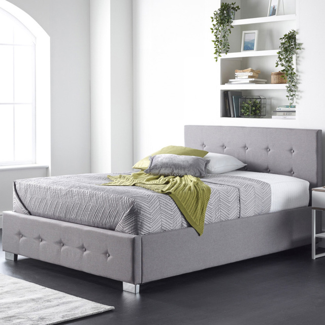 Aspire Super King Size Grey Linen Side Opening Ottoman Storage - Aspire Beds - Wilko - image 1