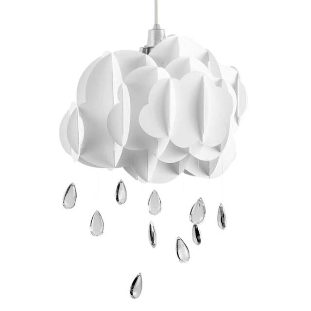 ValueLights Children Nursery White Cloud with Rain Pendant Light Shade - Size: 47 x 35 x 30cm - Wilko - image 1