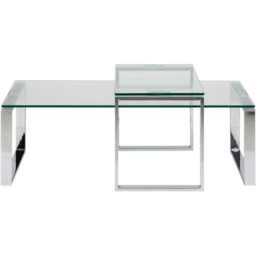Florence Katrine Glass Top Coffee Table Set of 2 - Silver - Furniture To Go - Wilko - thumbnail 4