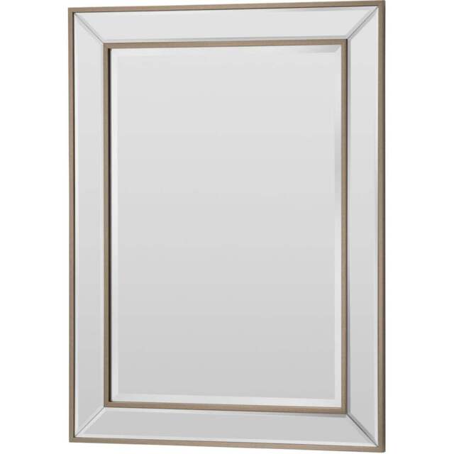 Yearn Brass Gold Angled Bevelled Wall Mirror 105 x 77cm - Wilko - image 1