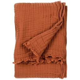 Yard Lark Pecan Muslin Cotton Throw 130 x 180cm - Size: 180 x 130cm - Brown - Yard Living - Wilko