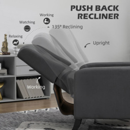 Portland Deep Grey Button Tufted Wingback Recliner Chair - Size: Single - Wilko - thumbnail 5