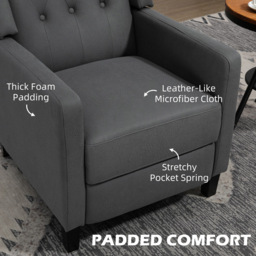 Portland Deep Grey Button Tufted Wingback Recliner Chair - Size: Single - Wilko - thumbnail 6