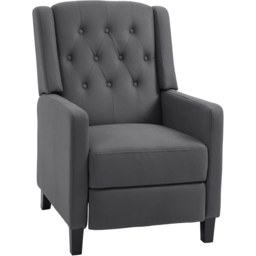 Portland Deep Grey Button Tufted Wingback Recliner Chair - Size: Single - Wilko - thumbnail 3
