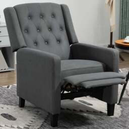 Portland Deep Grey Button Tufted Wingback Recliner Chair - Size: Single - Wilko - thumbnail 1