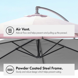 VonHaus Grey Banana Parasol 3m - Size: 240 x 310 x 290cm - Wilko - thumbnail 7