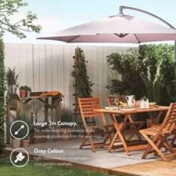VonHaus Grey Banana Parasol 3m - Size: 240 x 310 x 290cm - Wilko - thumbnail 6