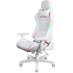 Deltaco White Leather RGB LED Gaming Chair - Size: 86 x 65 x 33cm - Wilko - thumbnail 4