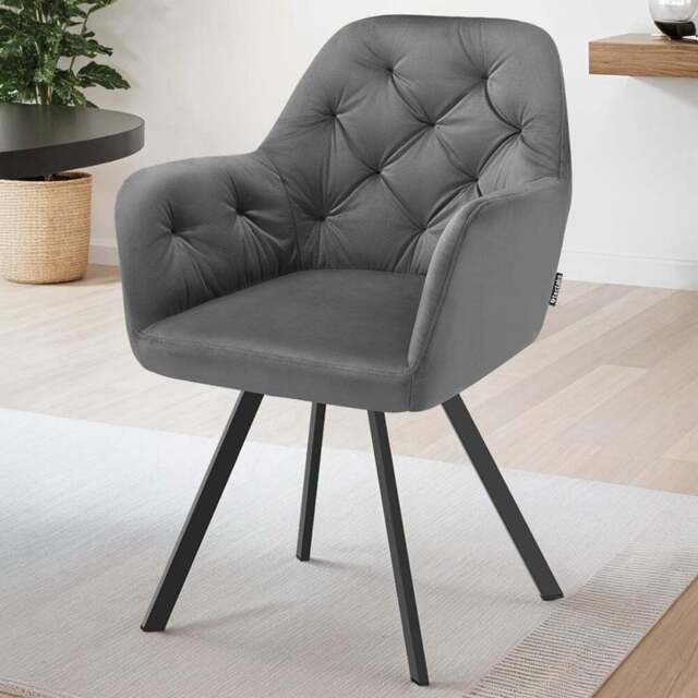 tectake Lucia Set of 4 Anthracite Swivel Armchair - Size: Single - Grey - Wilko - image 1
